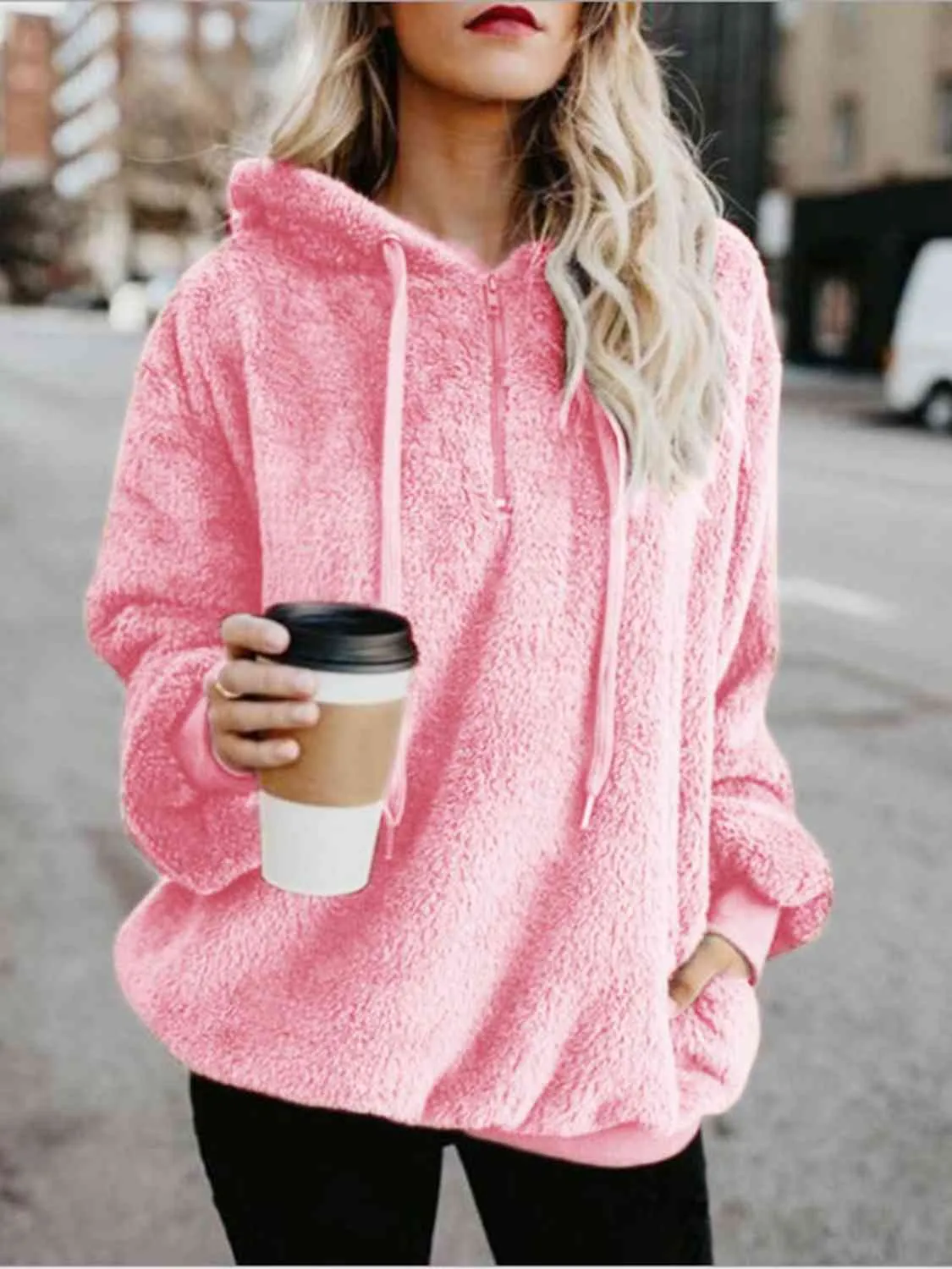 Cozy Escape Quarter Zip Teddy Hoodie