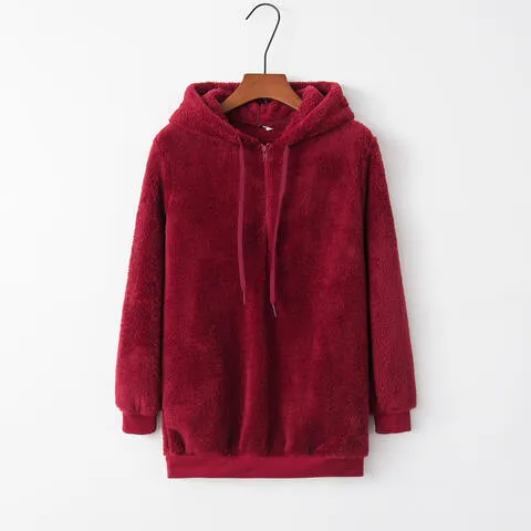 Cozy Escape Quarter Zip Teddy Hoodie