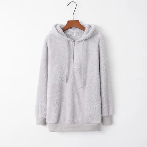 Cozy Escape Quarter Zip Teddy Hoodie