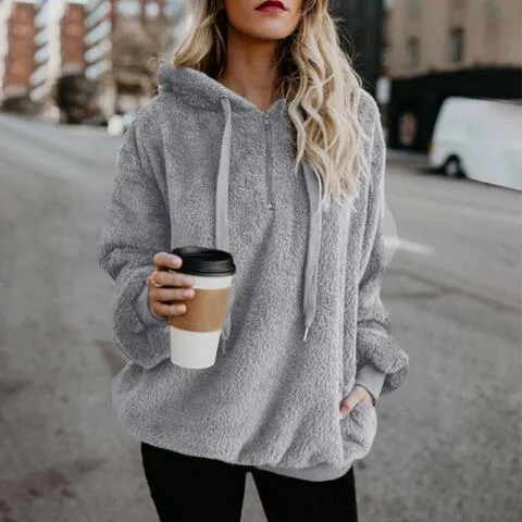 Cozy Escape Quarter Zip Teddy Hoodie