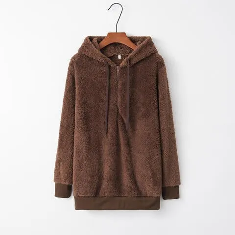 Cozy Escape Quarter Zip Teddy Hoodie