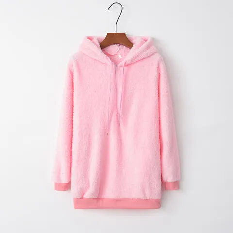 Cozy Escape Quarter Zip Teddy Hoodie