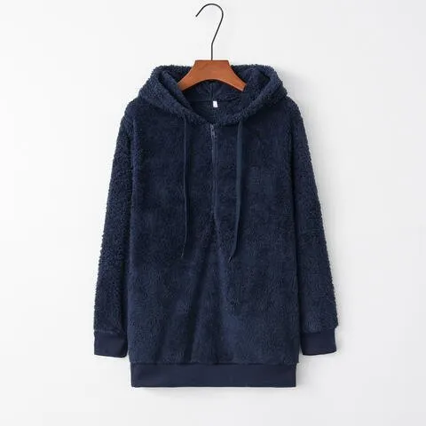 Cozy Escape Quarter Zip Teddy Hoodie