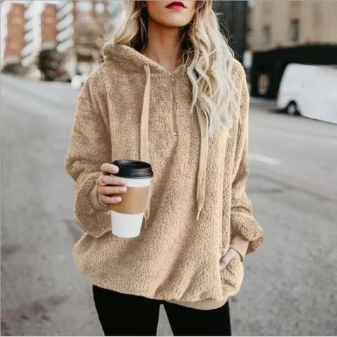 Cozy Escape Quarter Zip Teddy Hoodie
