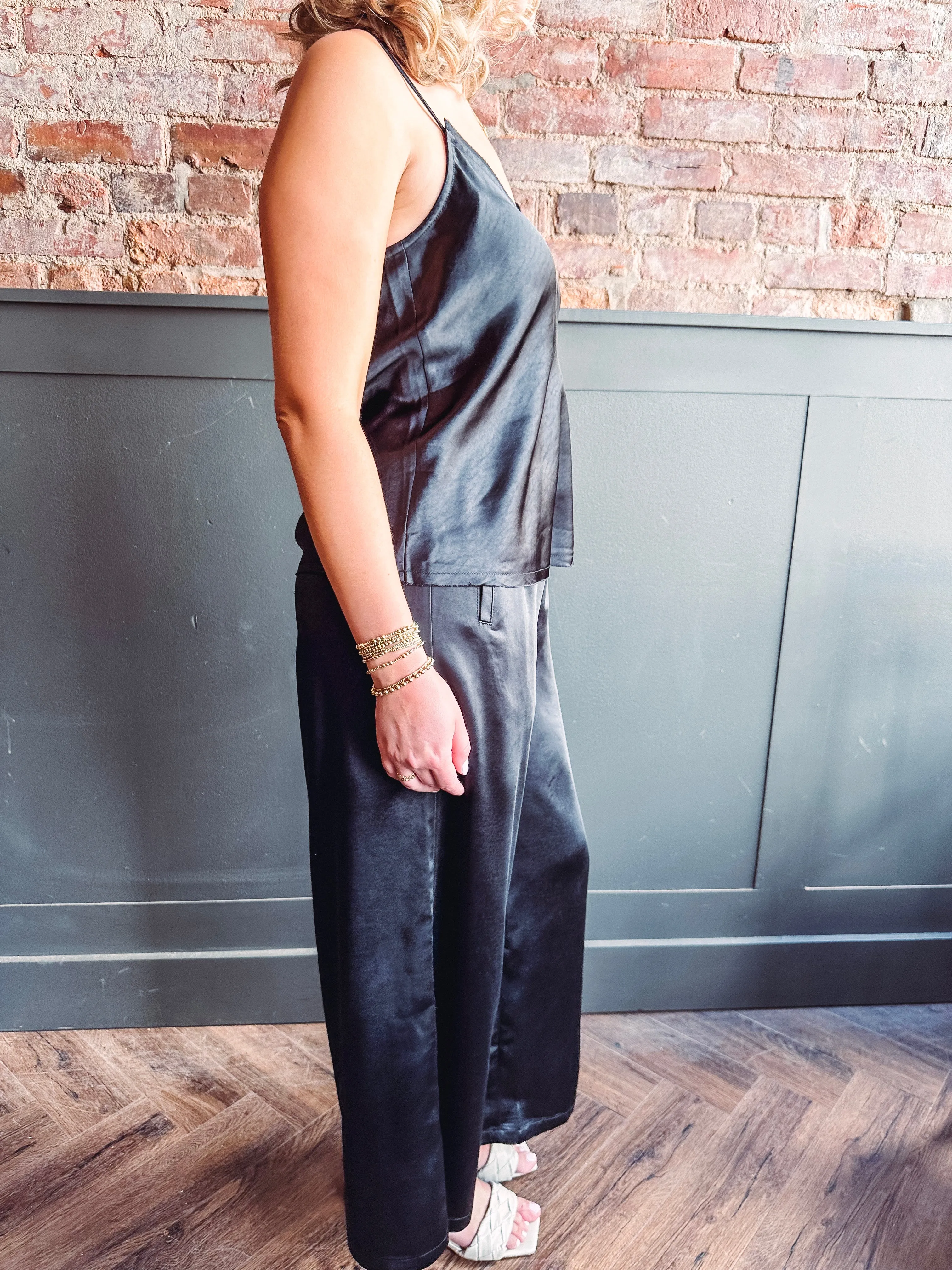 Créme de la Créme Satin Wide Leg Pants