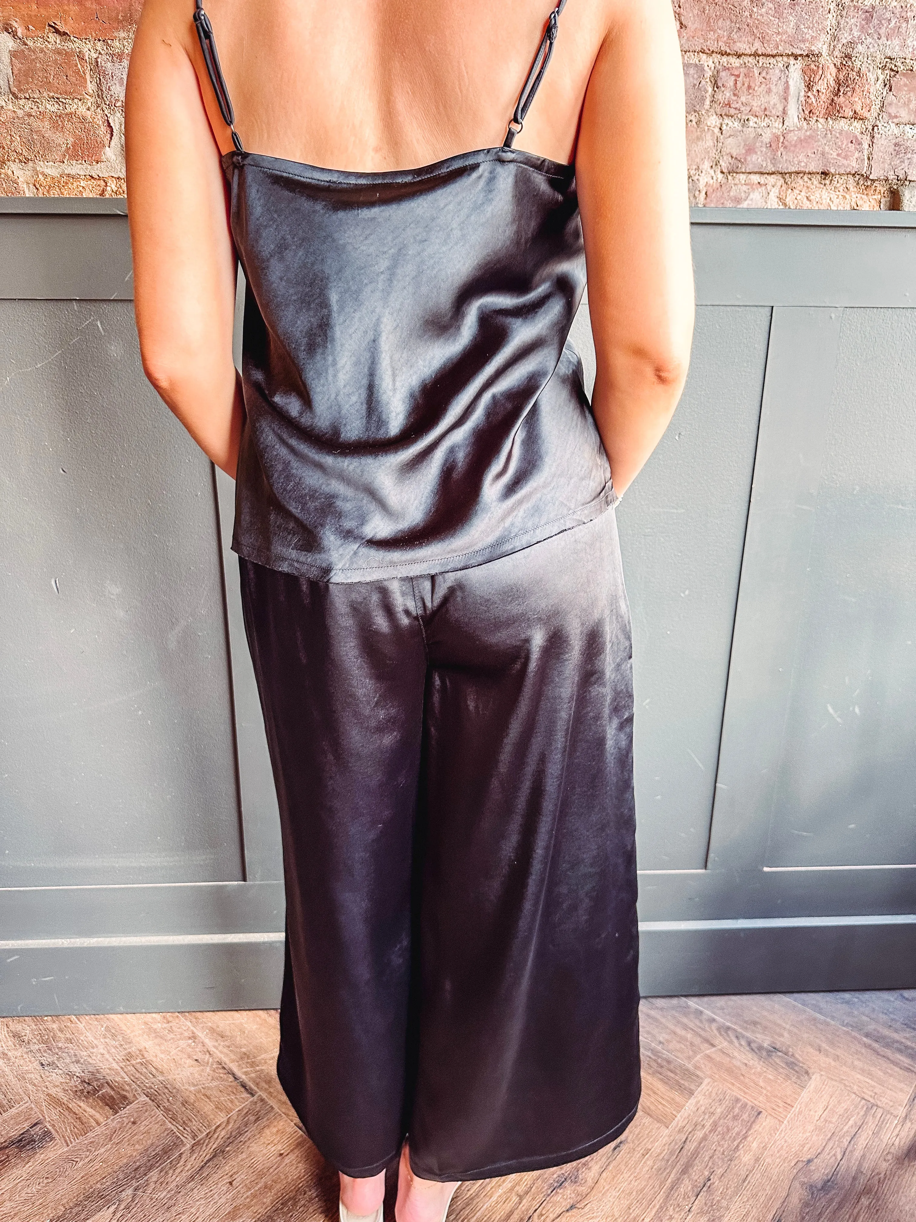 Créme de la Créme Satin Wide Leg Pants