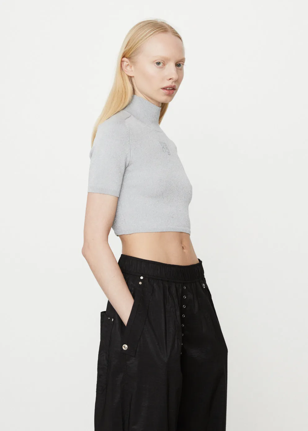 Cropped Pullover with Printed Reflective Logo