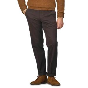 Dark Brown Cotton Stretch Regular Fit Chinos