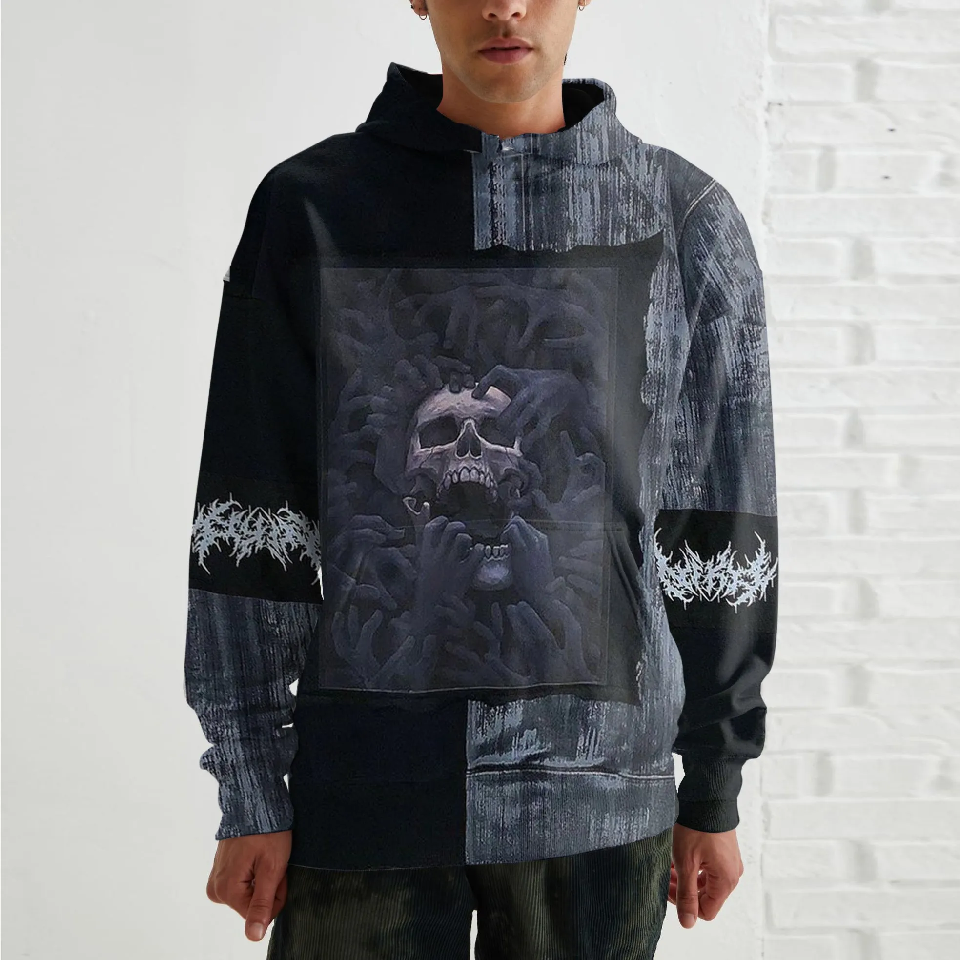 Dark wind personality skull tie-dye hoodie