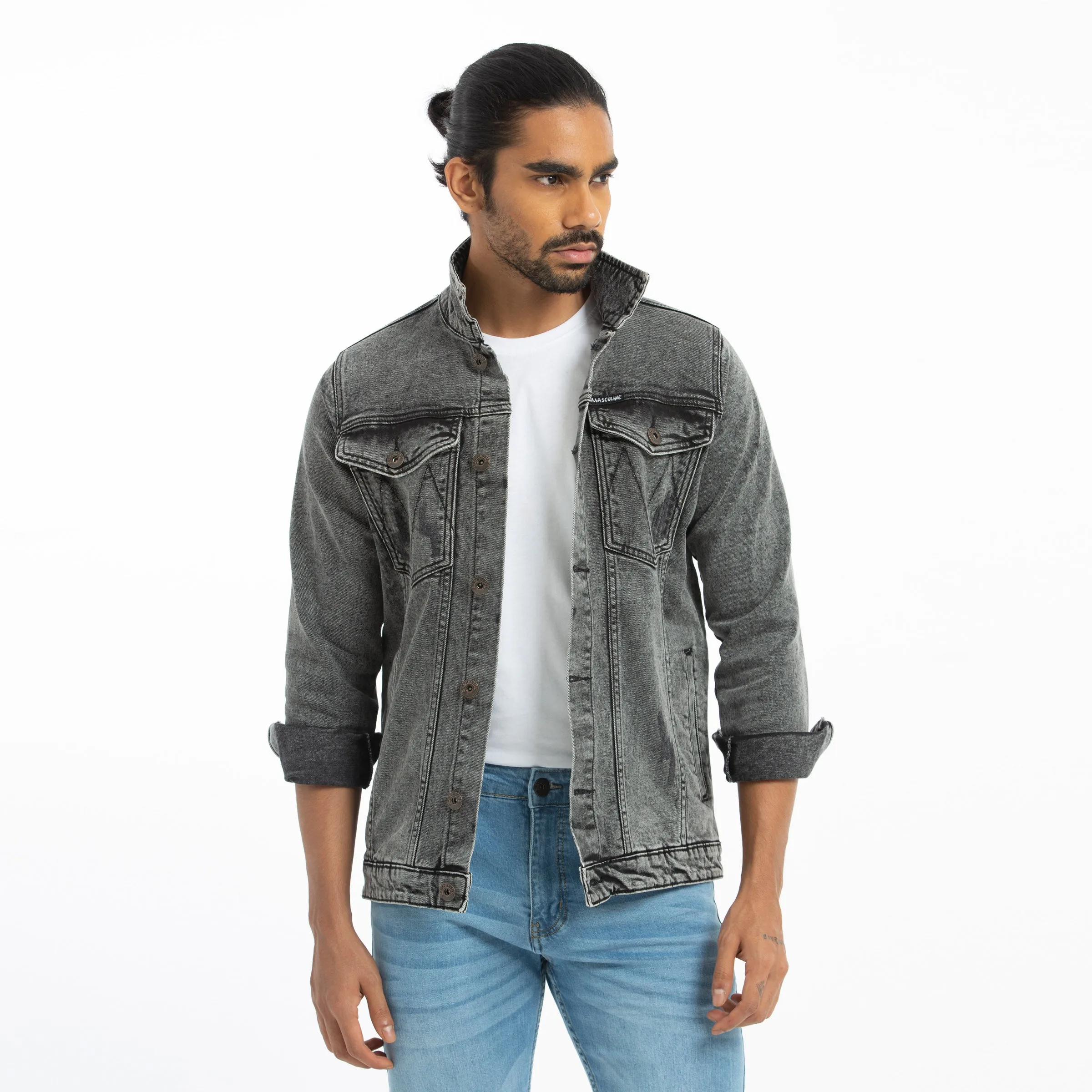 Denim Trucker Jacket  - Charcoal Black