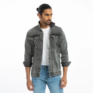 Denim Trucker Jacket  - Charcoal Black