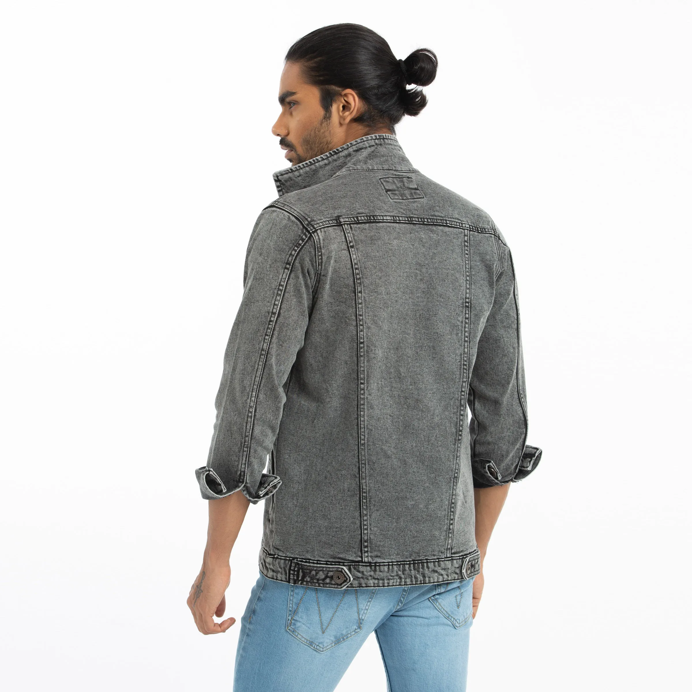 Denim Trucker Jacket  - Charcoal Black