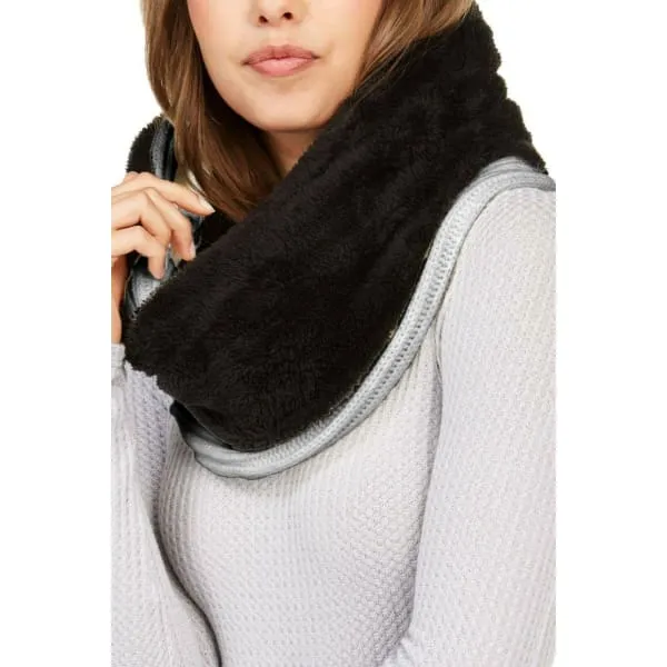DKNY Womens Fleece Line Knit Infinity Scarf Black