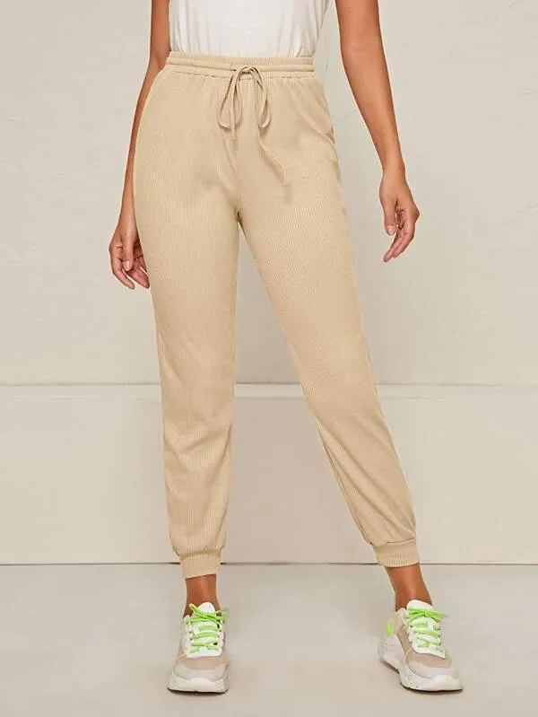 Drawstring Waist Solid Sweatpants