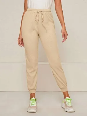Drawstring Waist Solid Sweatpants