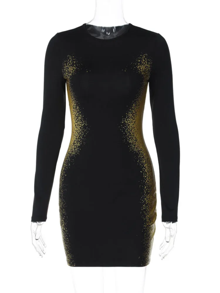 Emma Gold Print Mini Dress