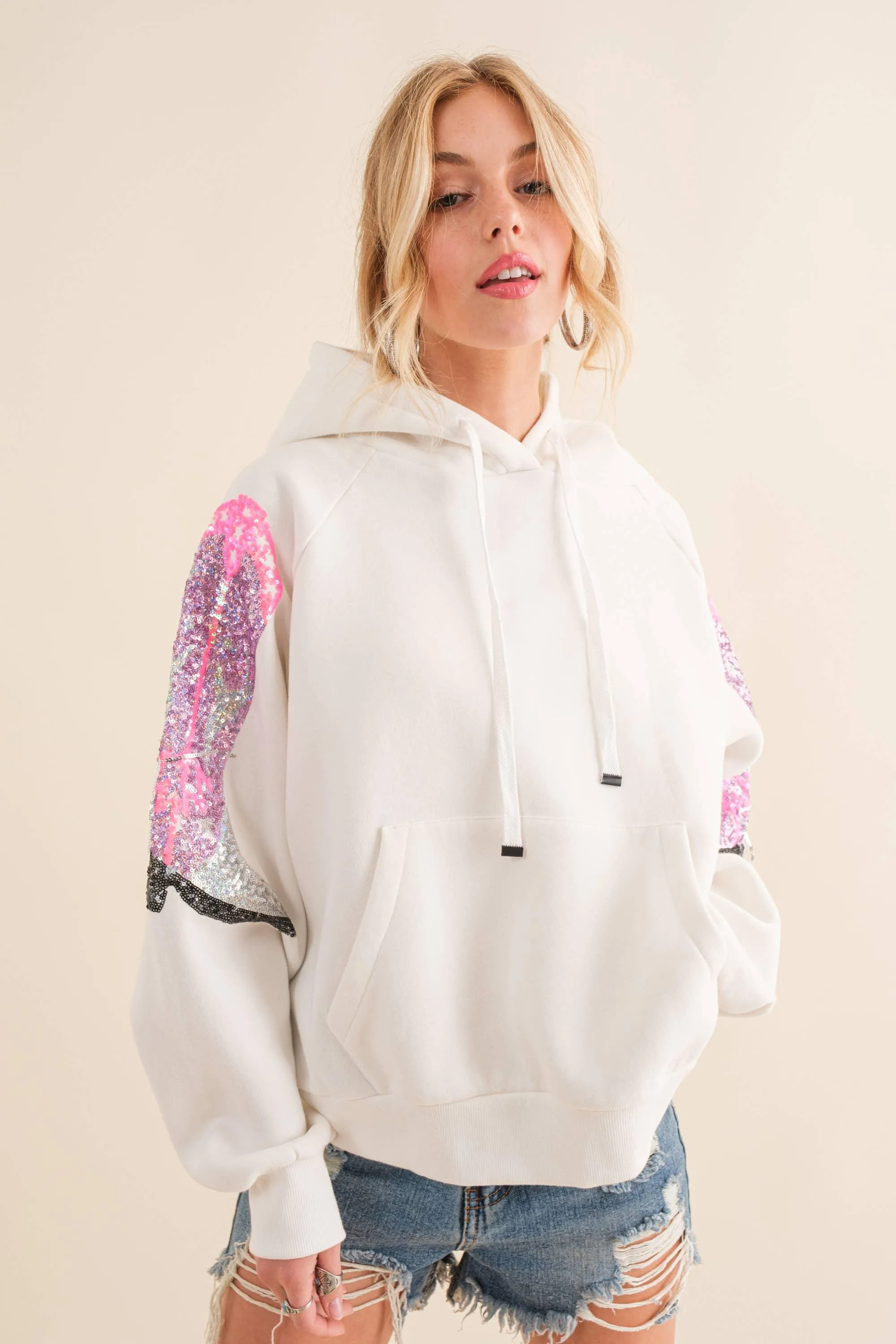 Fleece Terry Sequin BRIDE Cowgirl Boots Hoodie