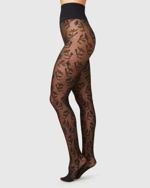 Flora Flower Tights Black