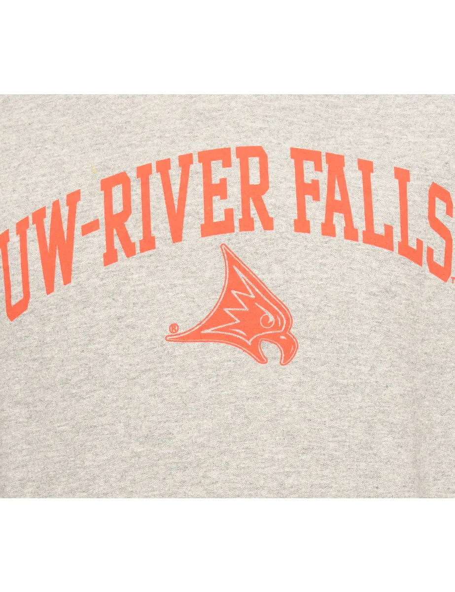 Football Grey Hooded Sports Sweatshirt - L