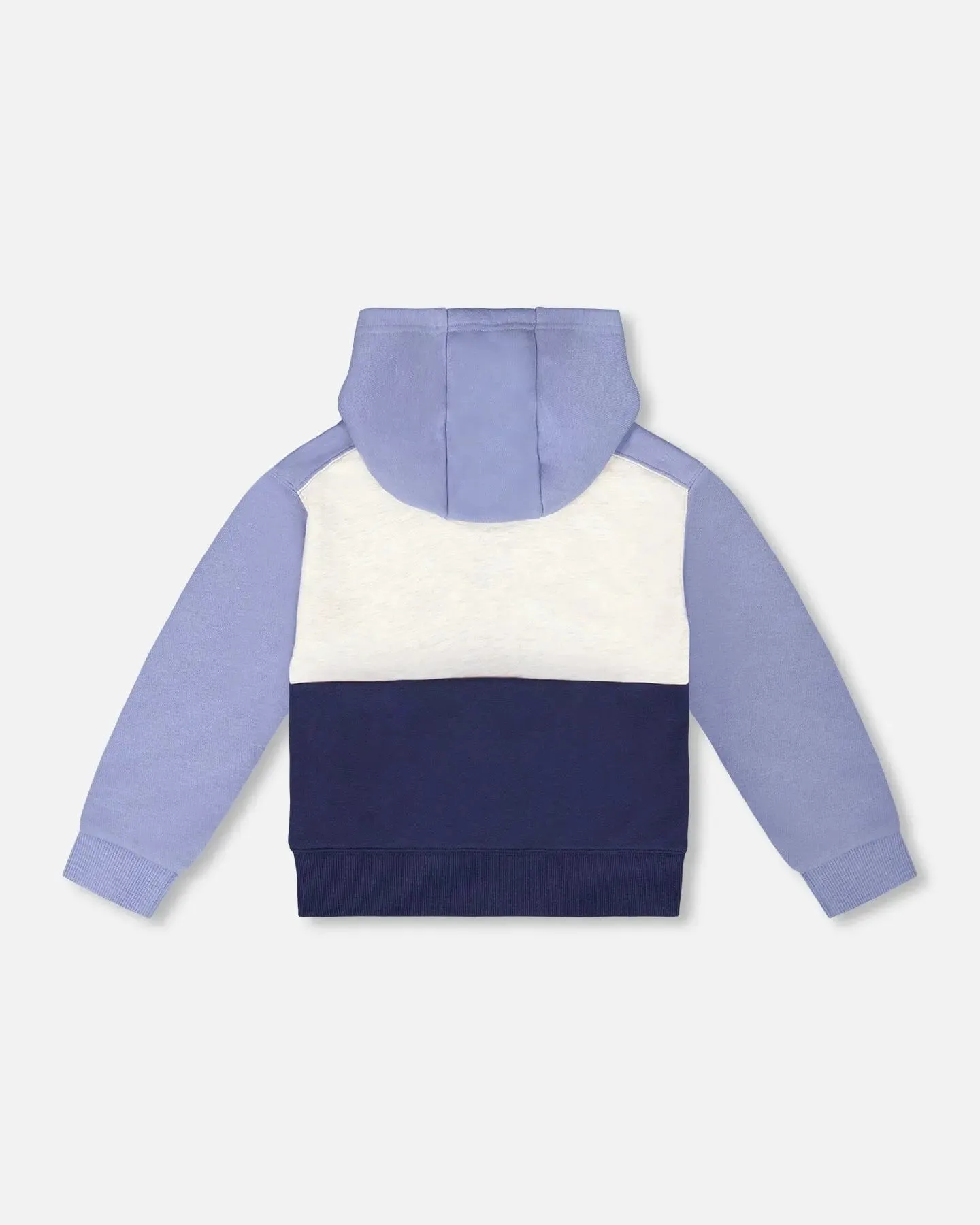 French Terry Color Block Full Zip Hoodie Sweatshirt Blue, Navy And Cream