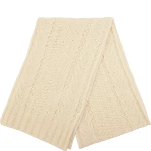 Ganni Womens Cable Knit Scarf in Off White