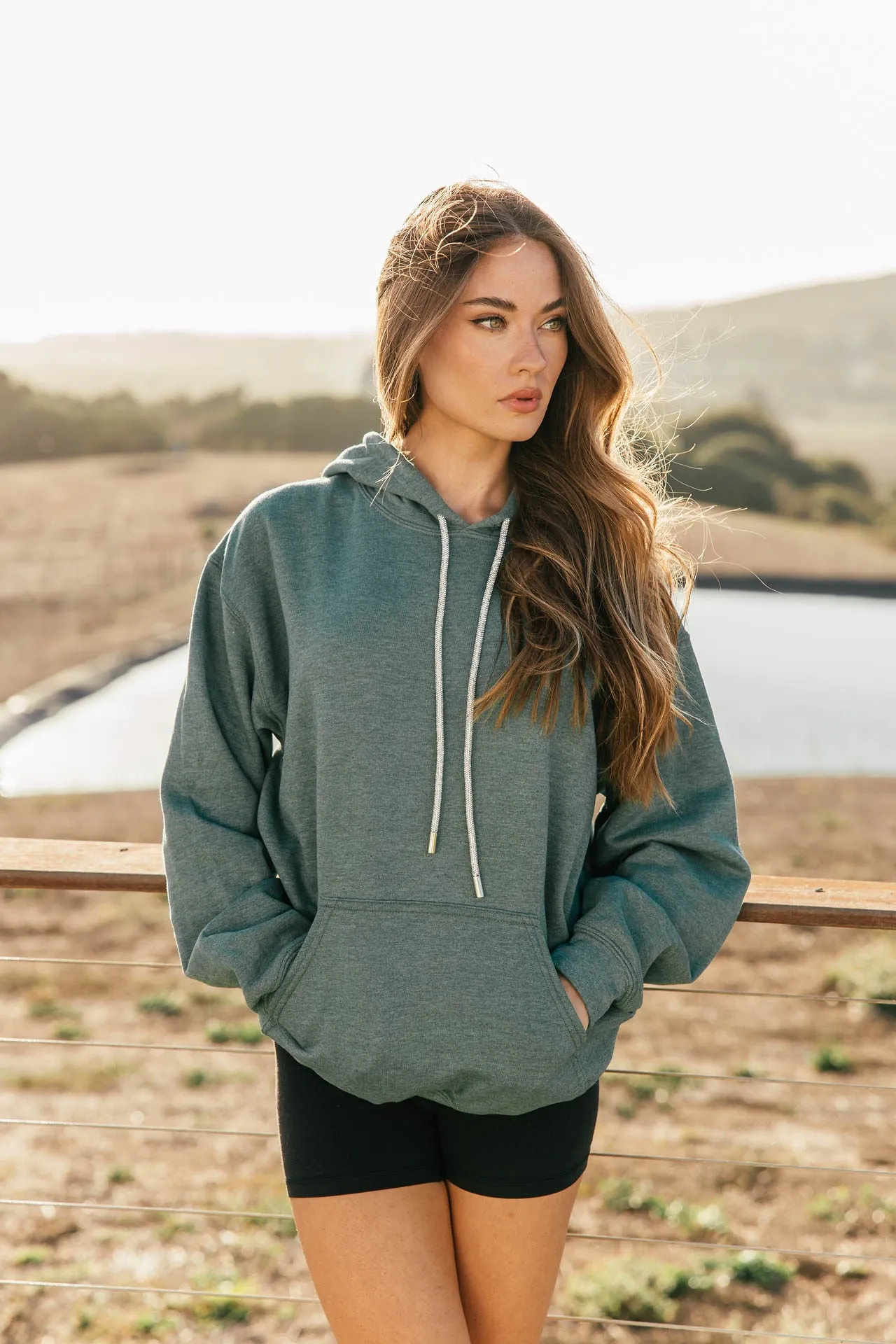 GB ORIGINAL!! Crystal Drawstring Sweatshirt in Hunter Green