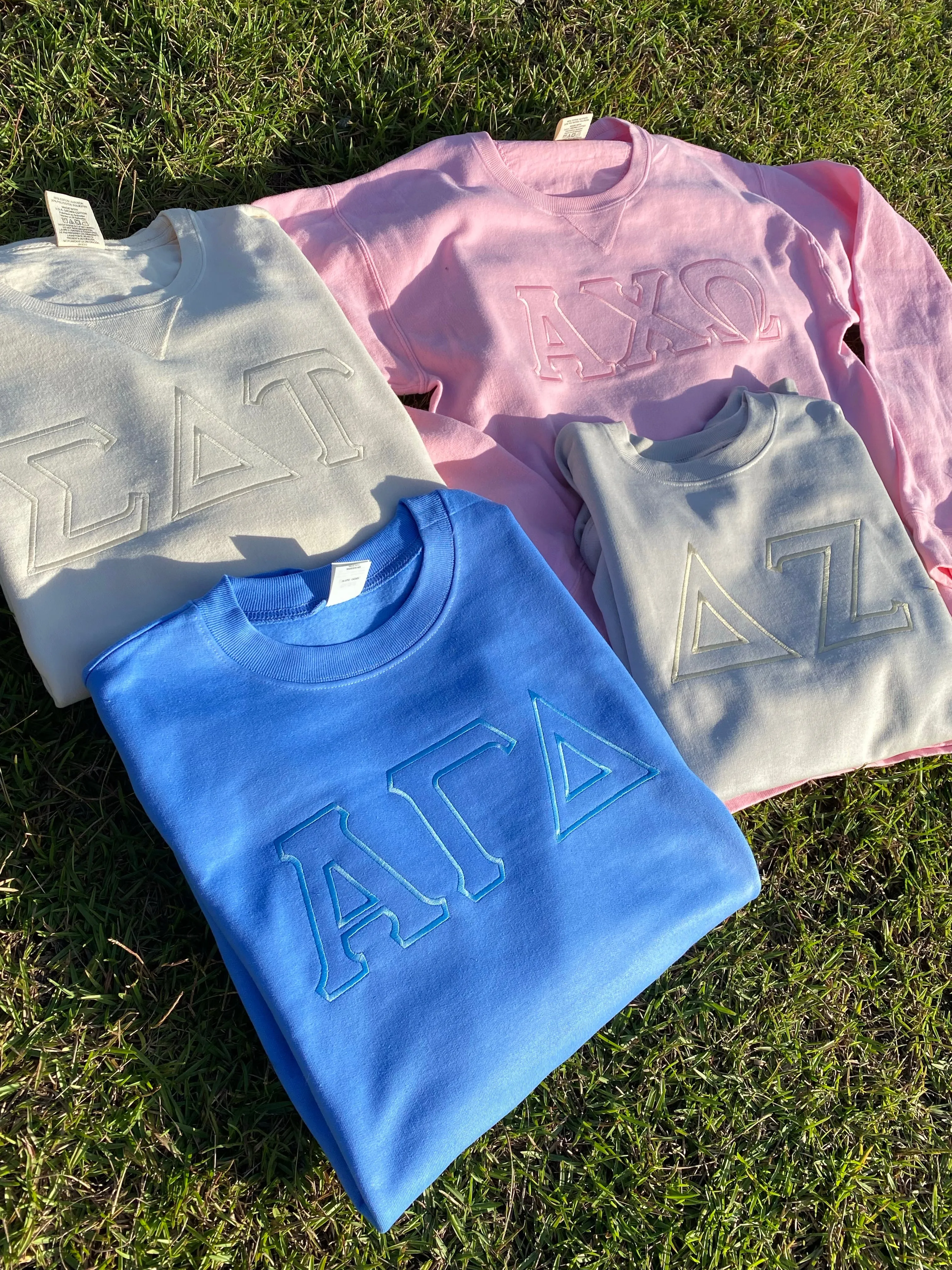 Greek Tonal Satin Embroidered Sweatshirt