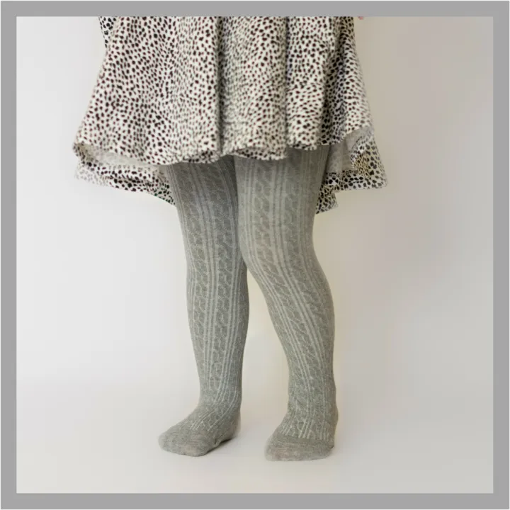Grey Cable Knit Tights