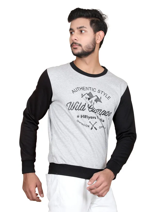 HiFlyers Full Sleeve Printed Men Sweatshirt-GREY