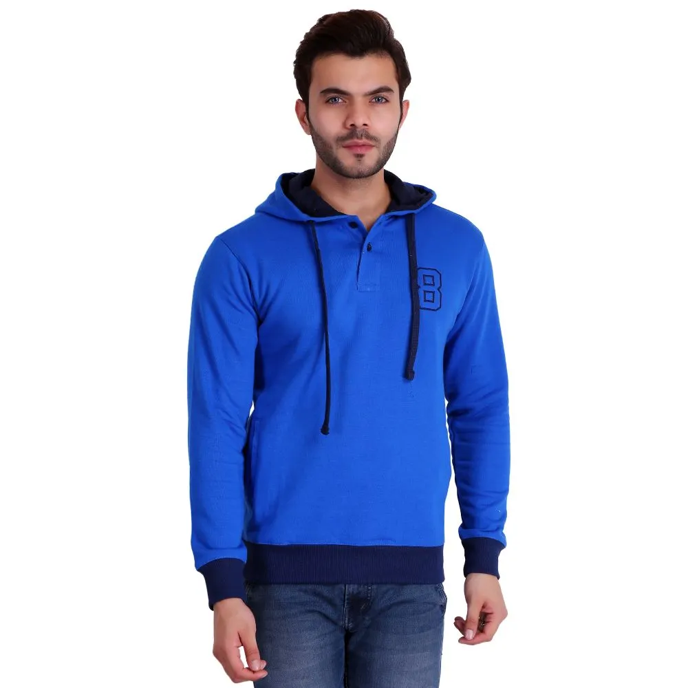 HiFlyers Full Sleeve Solid Men Sweatshirt - Light Blue