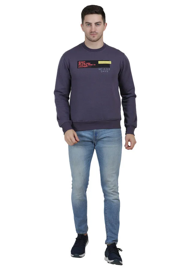 Hiflyers Mens Anthra Slim Fit Printed Round Neck Sweatshirt