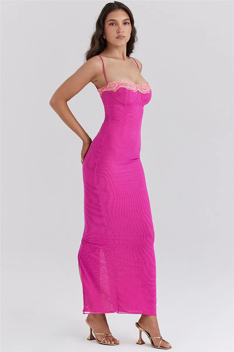 Irene Lace Spaghetti Strap Bodycon Maxi Dress