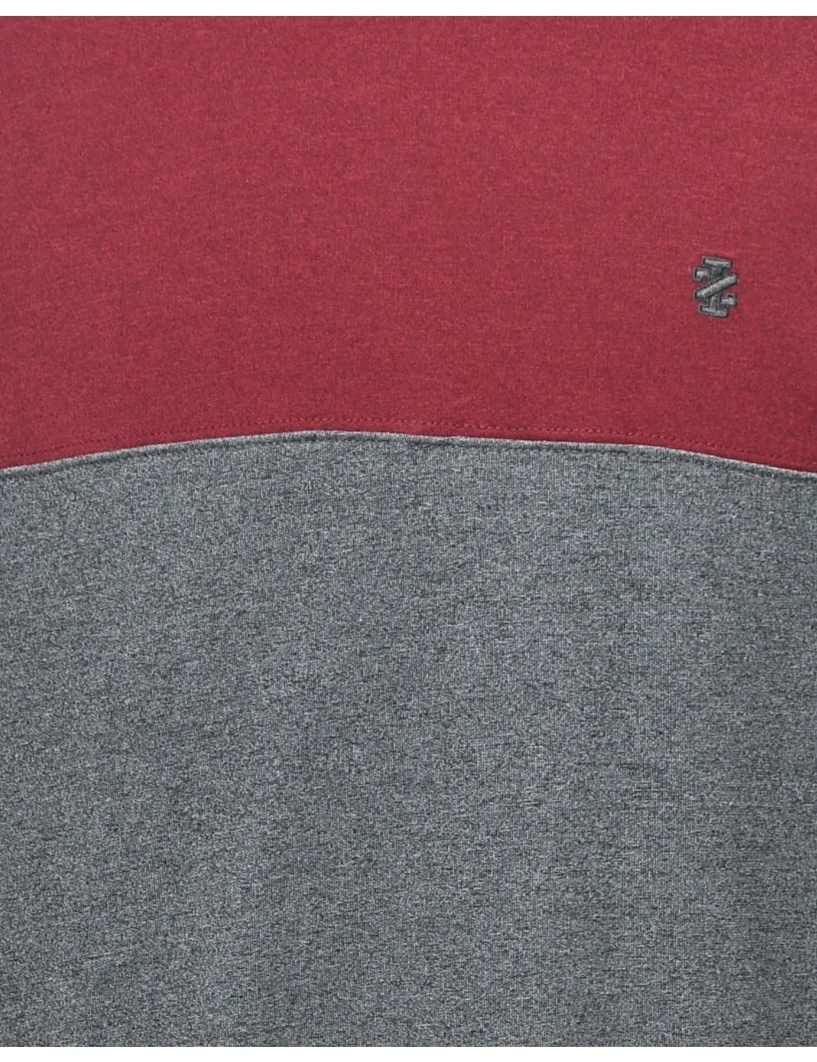 Izod Grey & Maroon Plain Sweatshirt - M