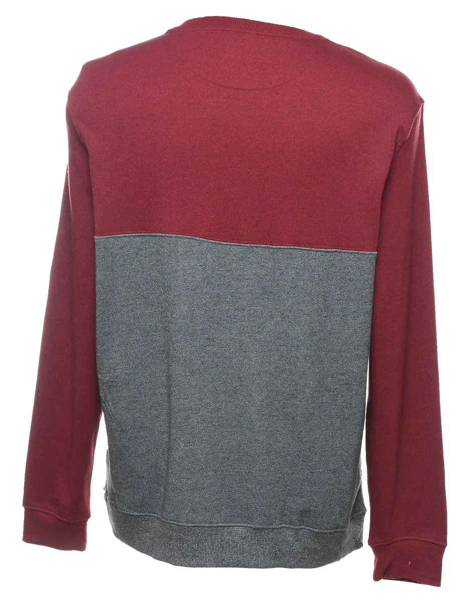 Izod Grey & Maroon Plain Sweatshirt - M