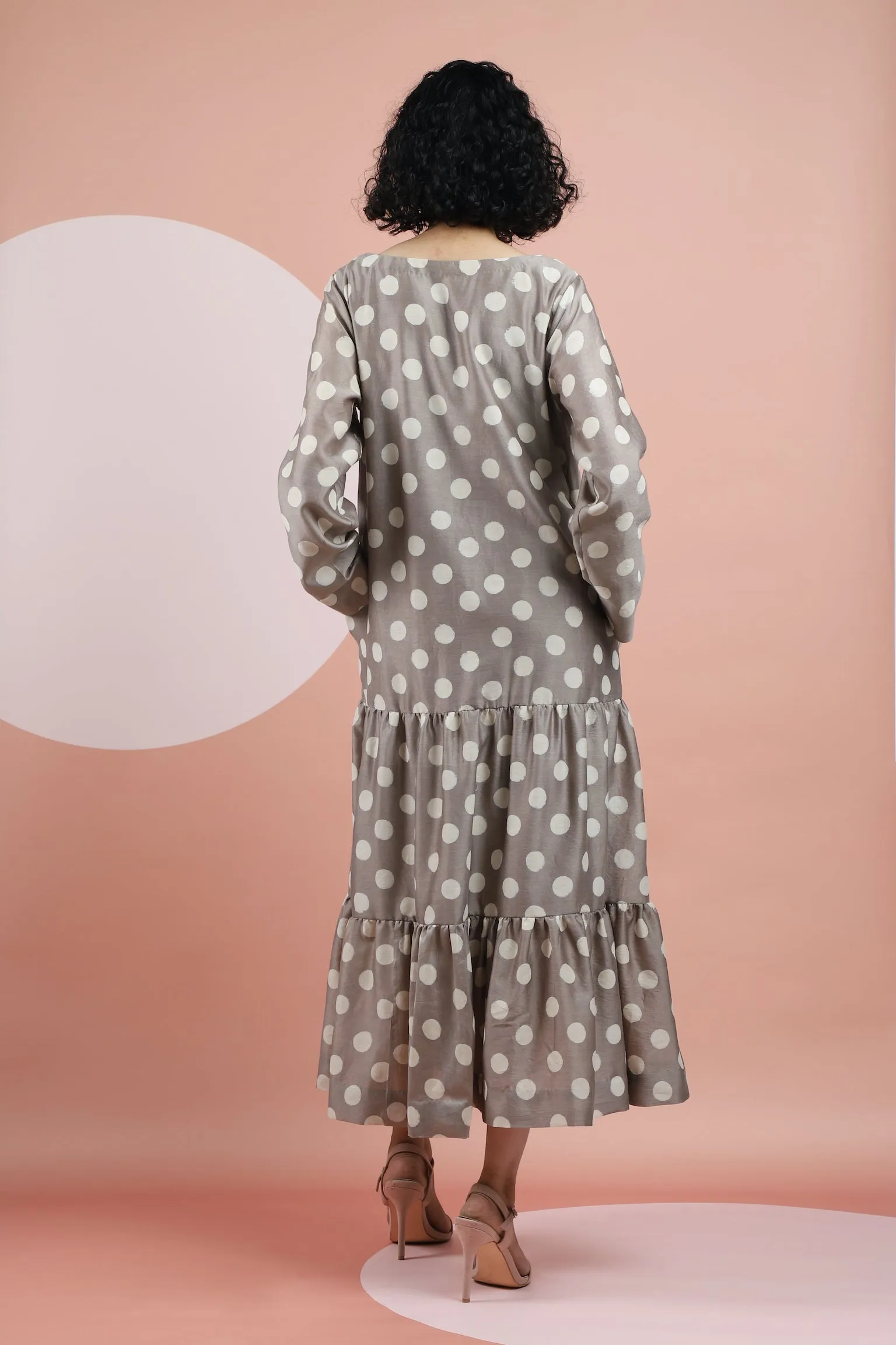Kashish Bagru Print Polka Dot Tiered Dress
