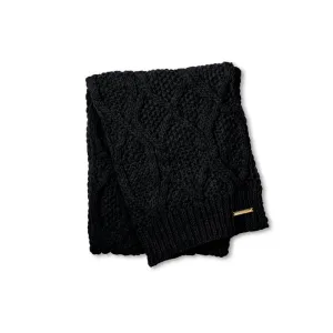 Katie Loxton Cable Knit Bobble Scarf in Black