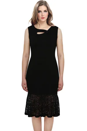 Ketty More Women Sleeveless Lace Decorated Mermaid Style Dress Black-KMWD007