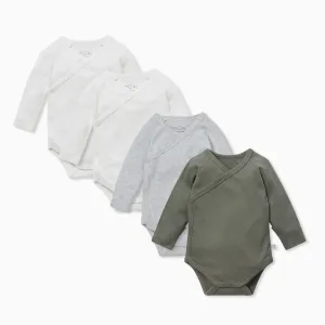 Khaki Cloud Kimono Bodysuit 4 Pack