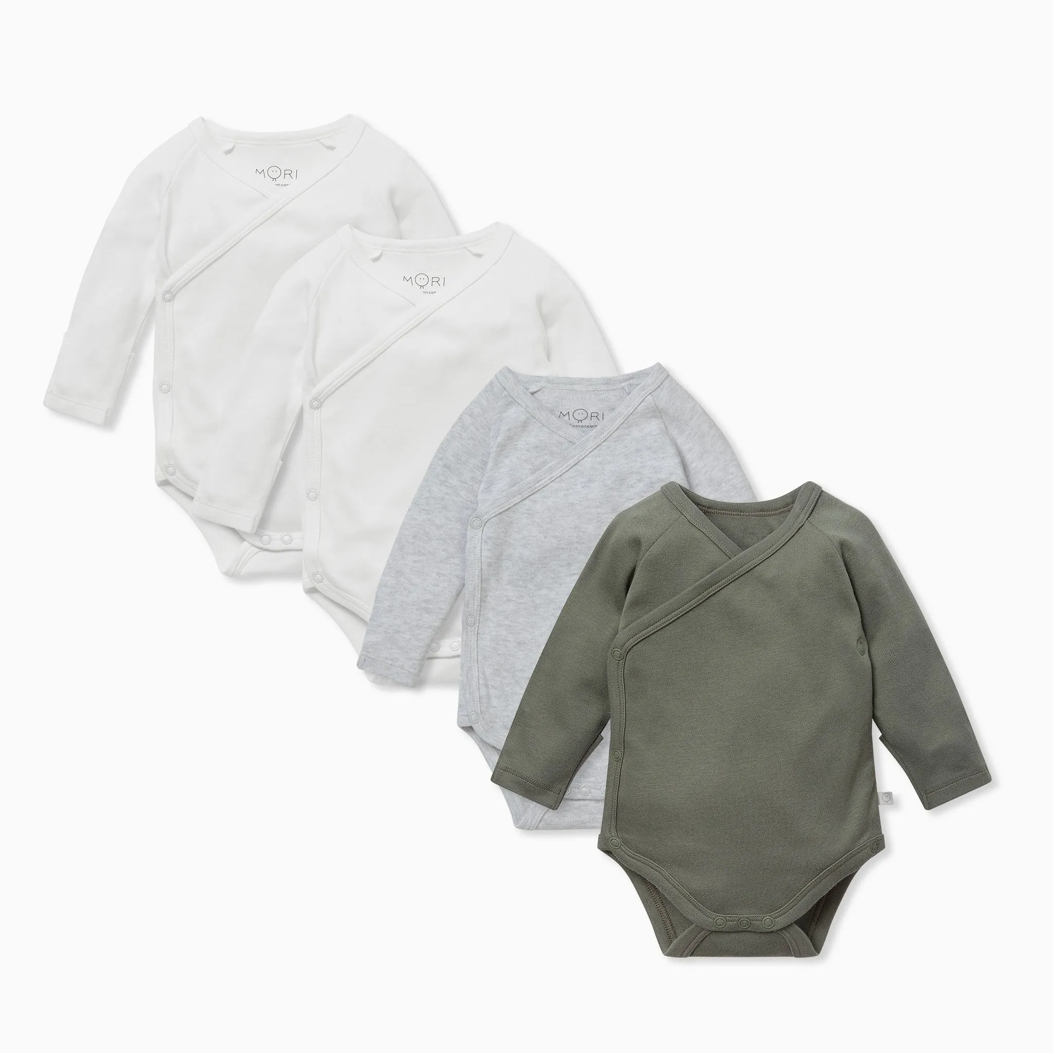 Khaki Cloud Kimono Bodysuit 4 Pack