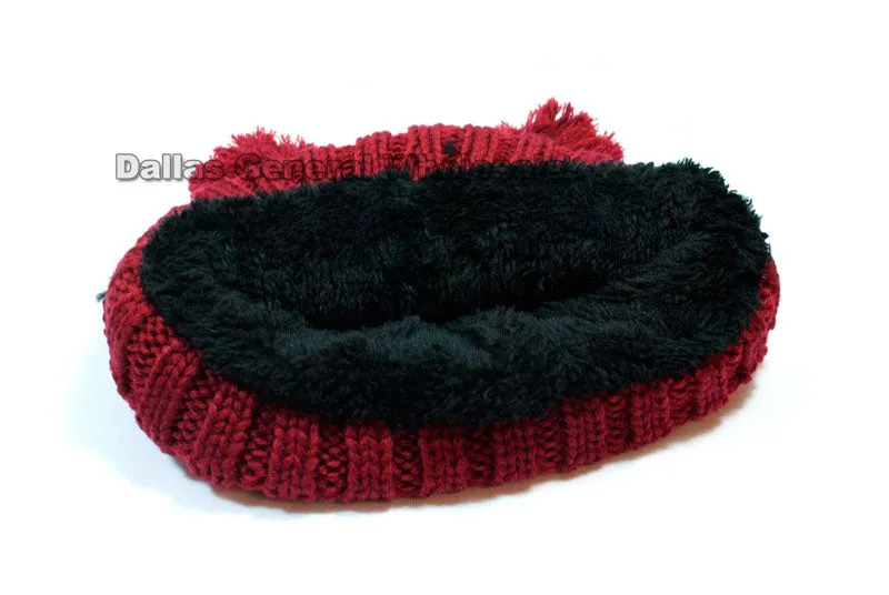 Ladies Trendy Fur Lining Knitted Beanie Hats Wholesale
