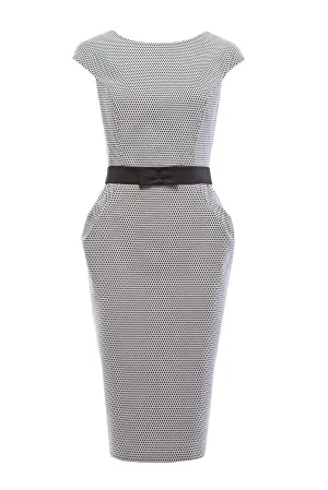 LASTHENIA WHITE DOTTED PENCIL DRESS
