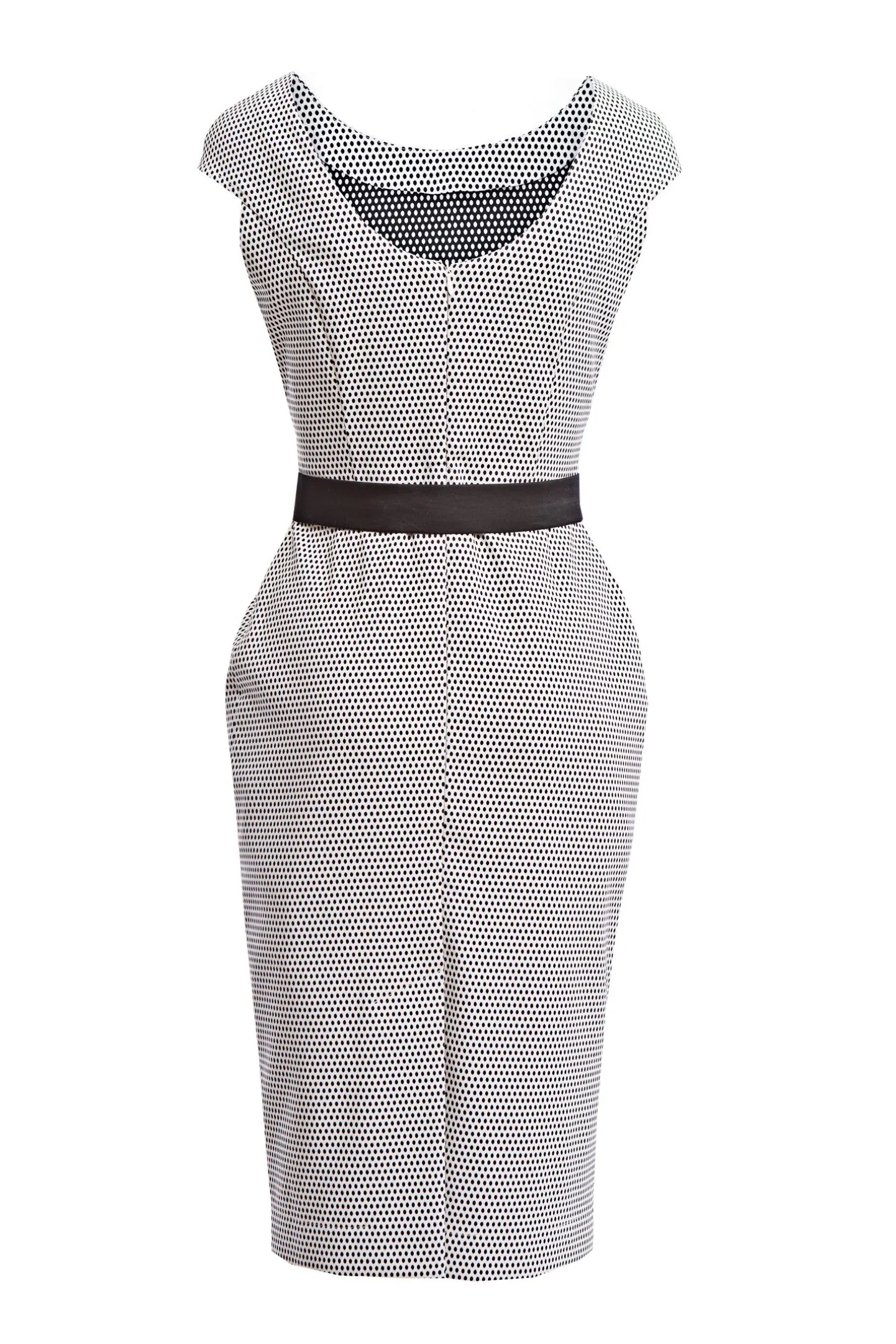LASTHENIA WHITE DOTTED PENCIL DRESS
