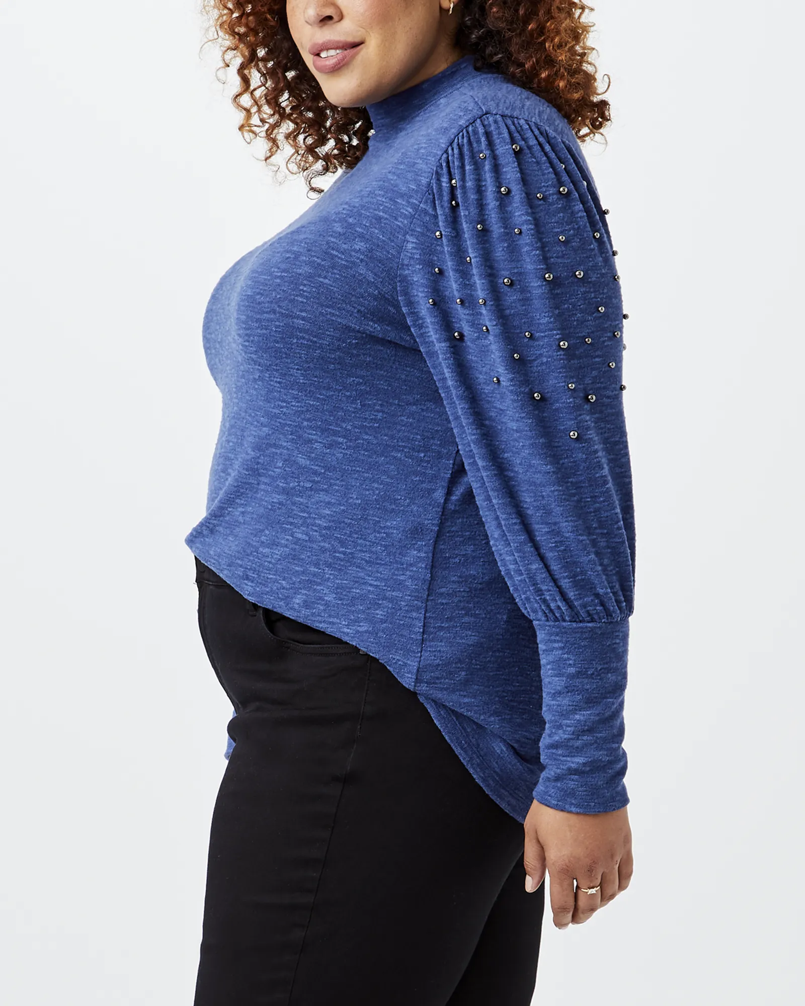 Laurene Pearl-Sleeve Top | Azure Blue