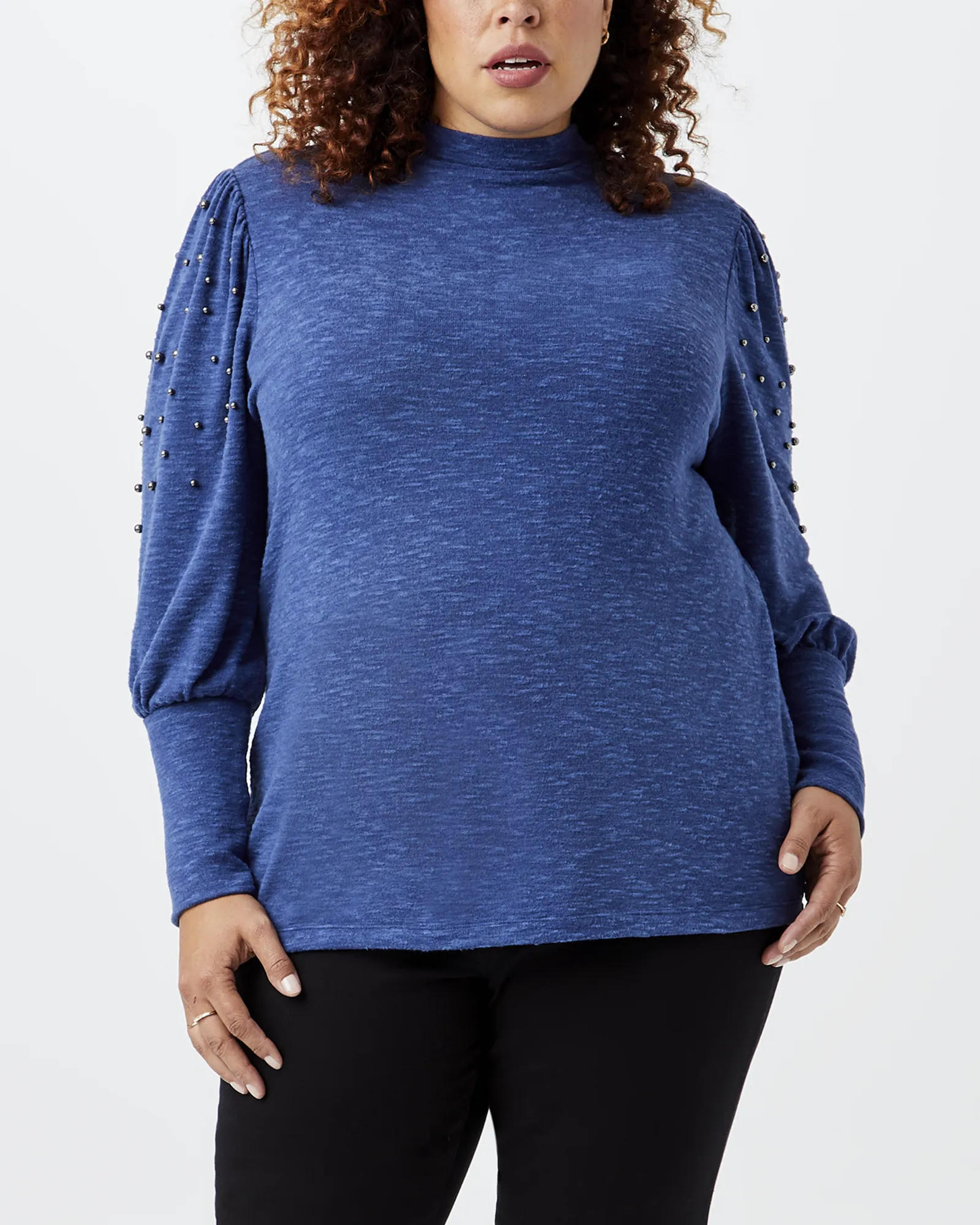 Laurene Pearl-Sleeve Top | Azure Blue