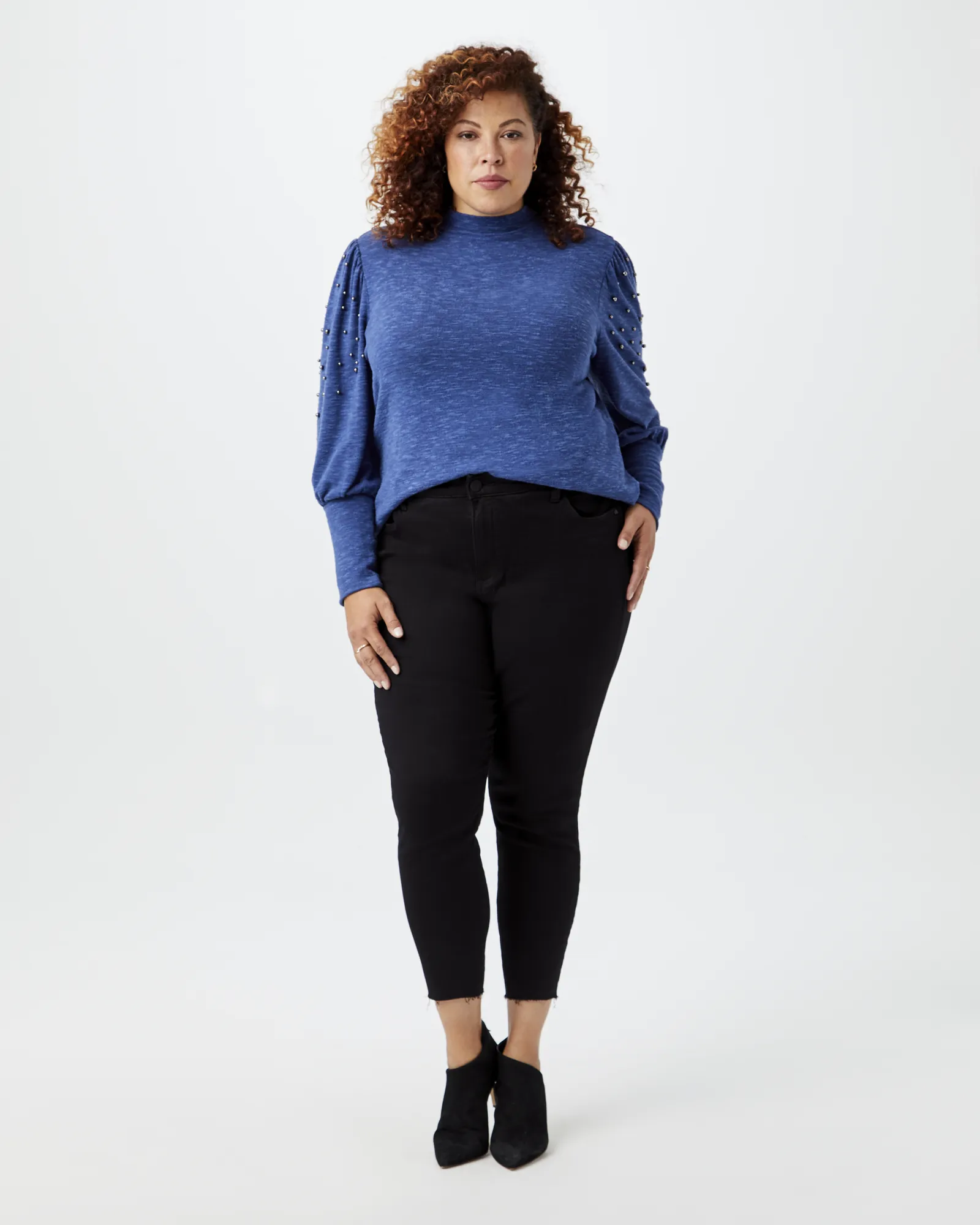 Laurene Pearl-Sleeve Top | Azure Blue