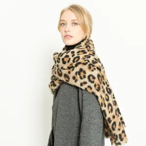 Leopard-print cashmere scarf shawl