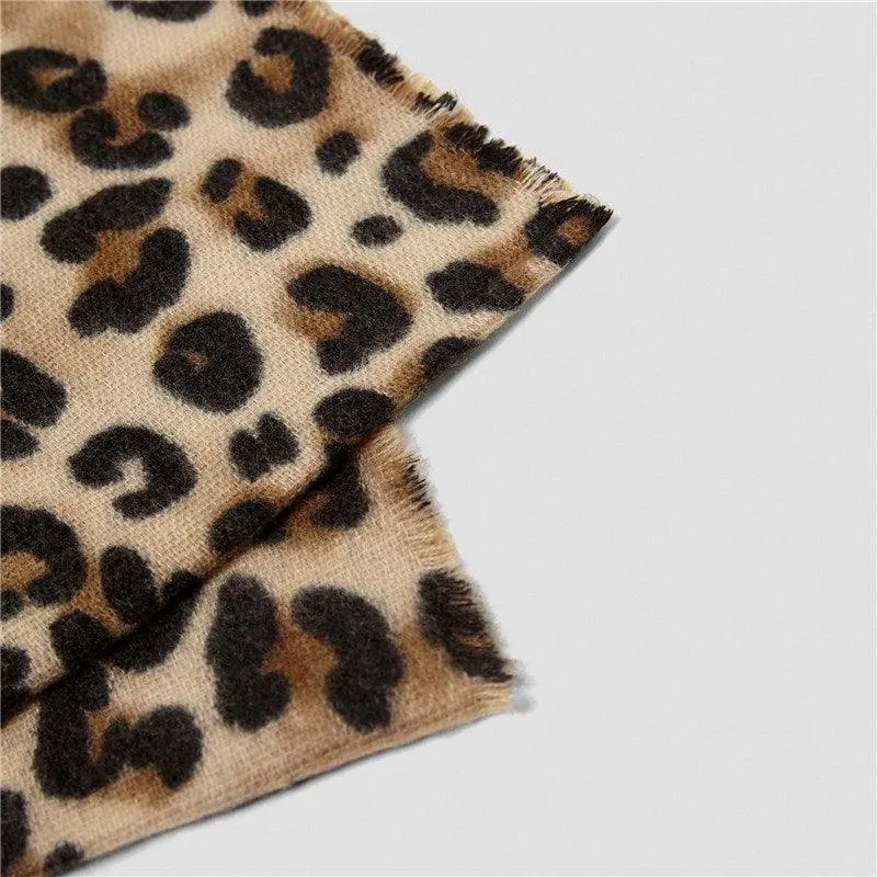 Leopard-print cashmere scarf shawl