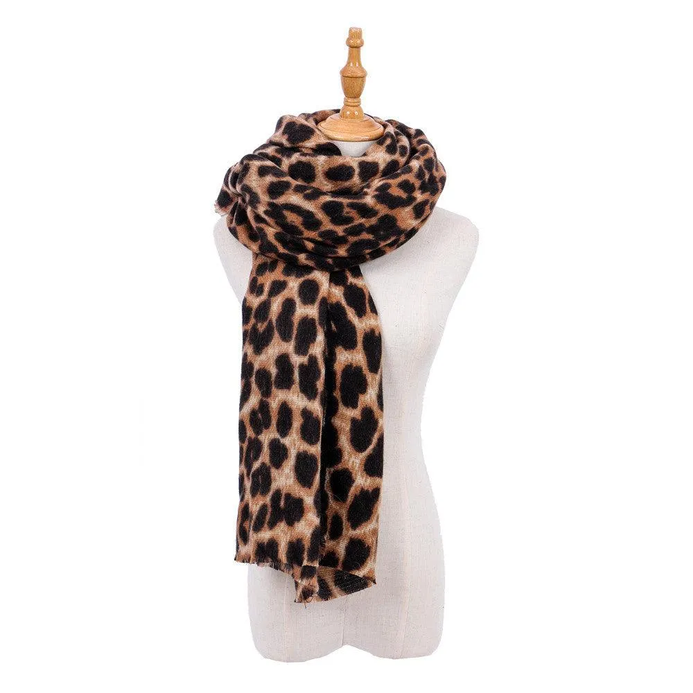 Leopard-print cashmere scarf shawl