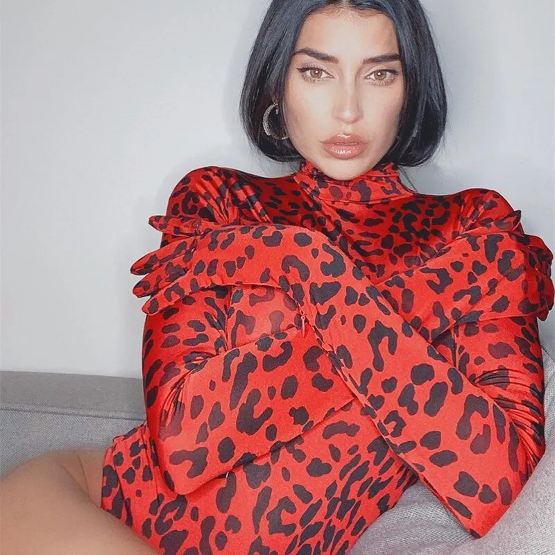 Leopard Print Gloved Bodysuit