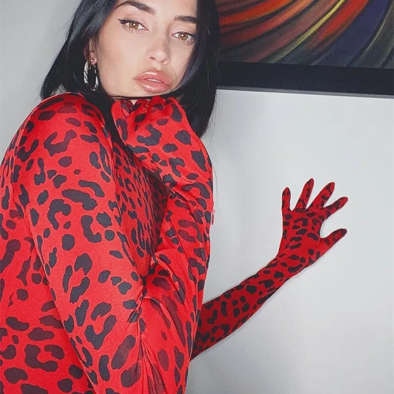 Leopard Print Gloved Bodysuit